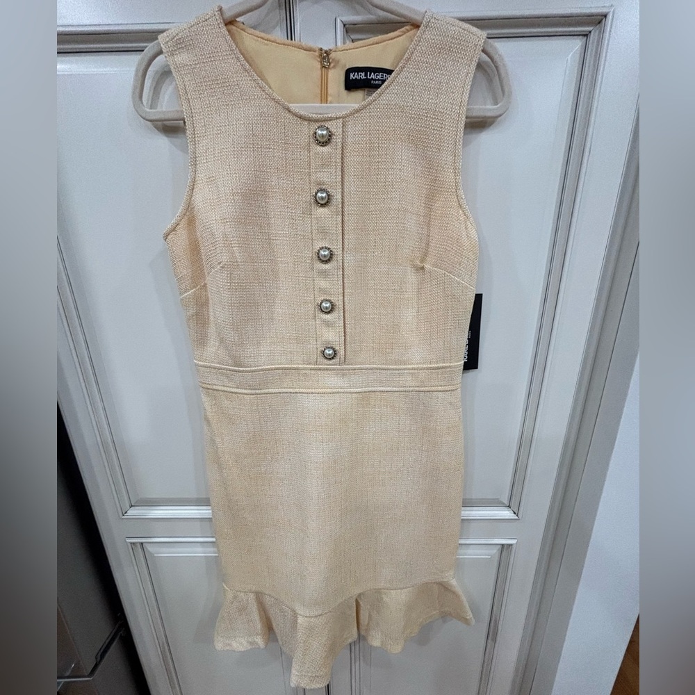 Karl Lagerfeld yellow/cream Sleeveless Dress size 6 nwt